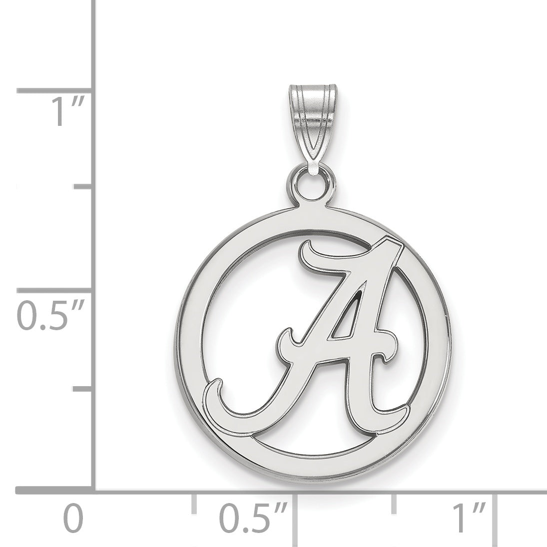 Sterling Silver Rhodium Plated Logoart University Of Alabama Medium Letter A Circle Pendant