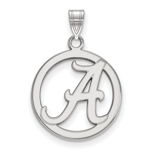 Sterling Silver Rhodium Plated Logoart University Of Alabama Medium Letter A Circle Pendant