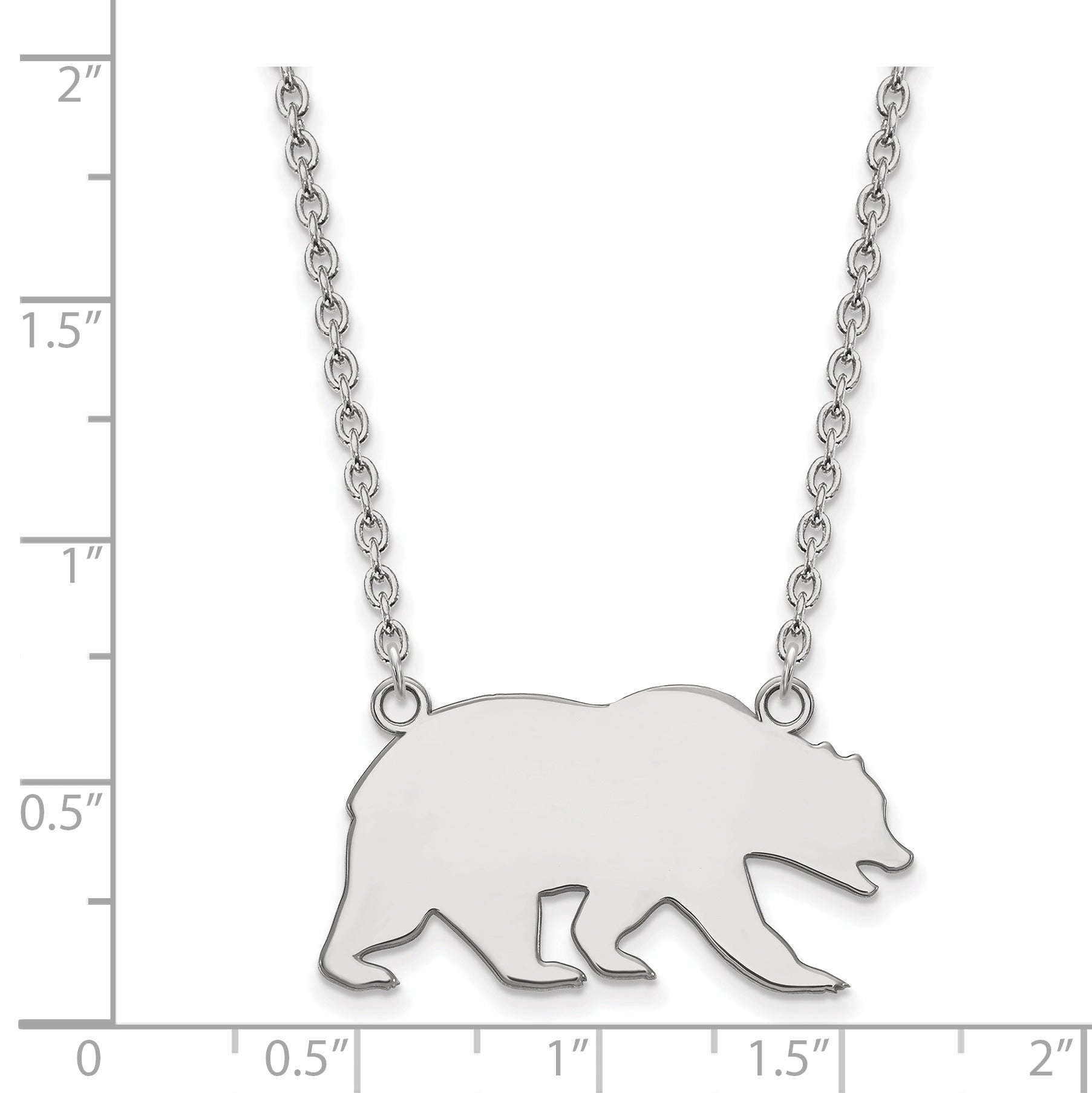 Sterling Silver Rhodium Plated Logoart University Of California Berkeley Bear Large Pendant 18 Inch Necklace