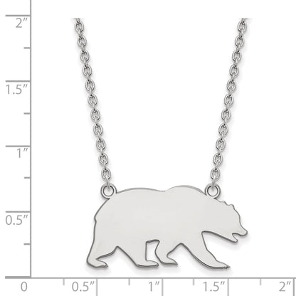Sterling Silver Rhodium Plated Logoart University Of California Berkeley Bear Large Pendant 18 Inch Necklace
