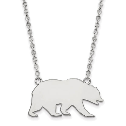 Sterling Silver Rhodium Plated Logoart University Of California Berkeley Bear Large Pendant 18 Inch Necklace
