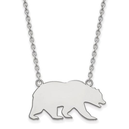 Sterling Silver Rhodium Plated Logoart University Of California Berkeley Bear Large Pendant 18 Inch Necklace