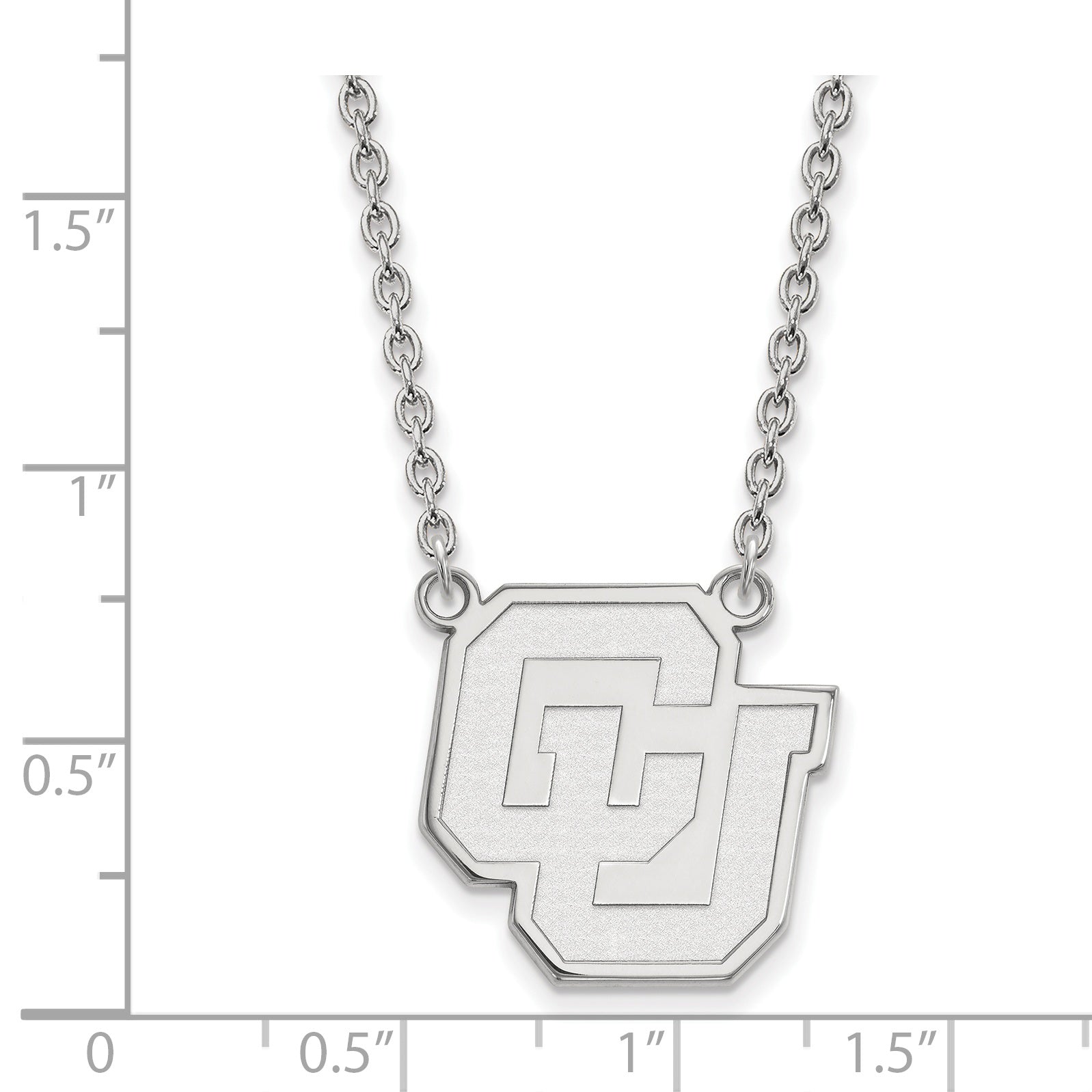 Sterling Silver Rhodium Plated Logoart University Of Colorado C U Large Pendant 18 Inch Necklace