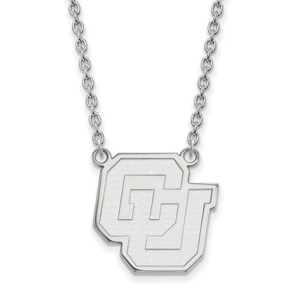 10K White Gold Logoart University Of Colorado C U Large Pendant 18 Inch Necklace