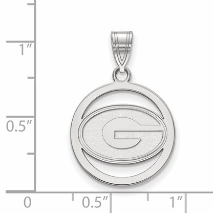 Sterling Silver Rhodium Plated Logoart University Of Georgia Letter G Small Circle Pendant
