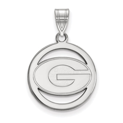 Sterling Silver Rhodium Plated Logoart University Of Georgia Letter G Small Circle Pendant
