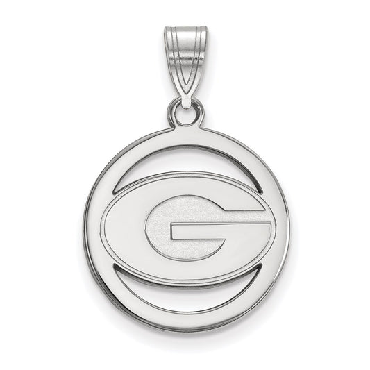 Sterling Silver Rhodium Plated Logoart University Of Georgia Letter G Small Circle Pendant