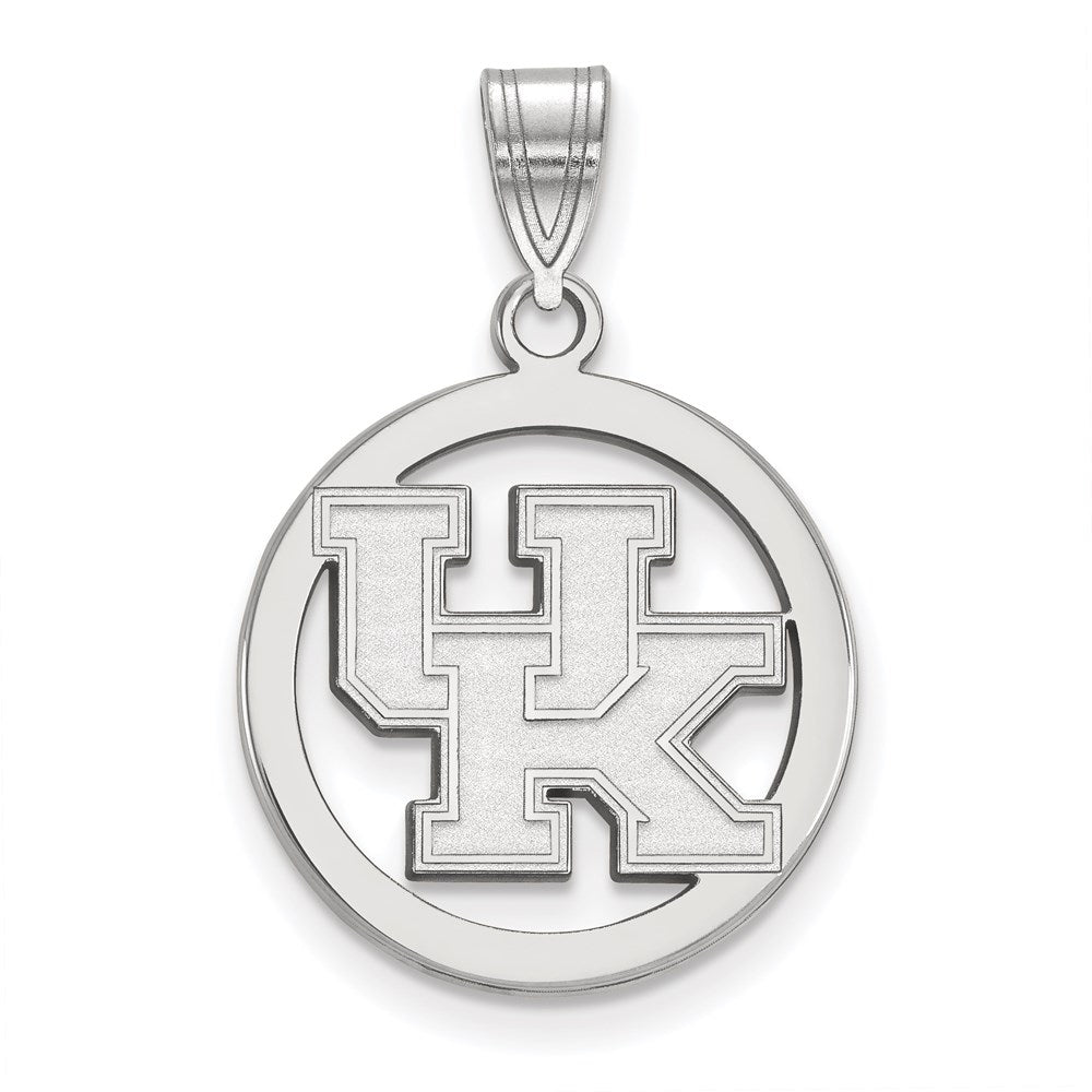 Sterling Silver Rhodium Plated Logoart University Of Kentucky U K Small Circle Pendant