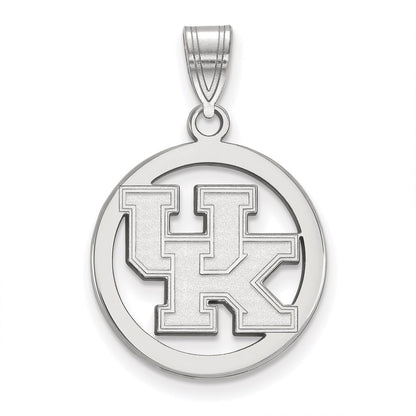 Sterling Silver Rhodium Plated Logoart University Of Kentucky U K Small Circle Pendant