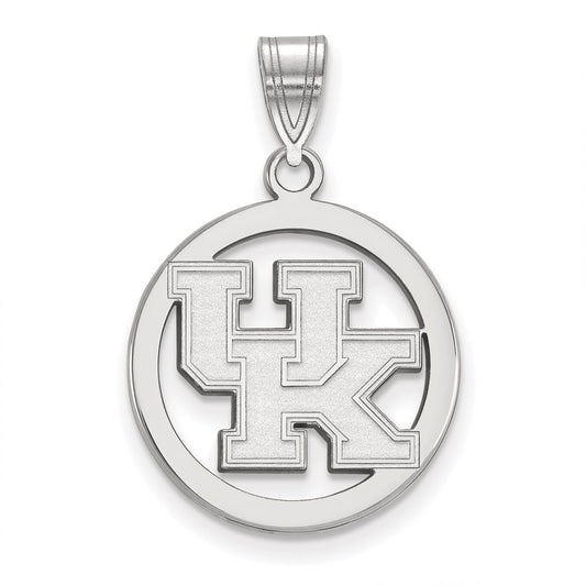 Sterling Silver Rhodium Plated Logoart University Of Kentucky U K Small Circle Pendant