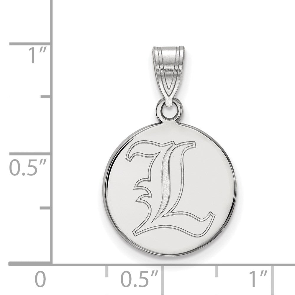 14K White Gold Logoart University Of Louisville Letter L Medium Disc Pendant