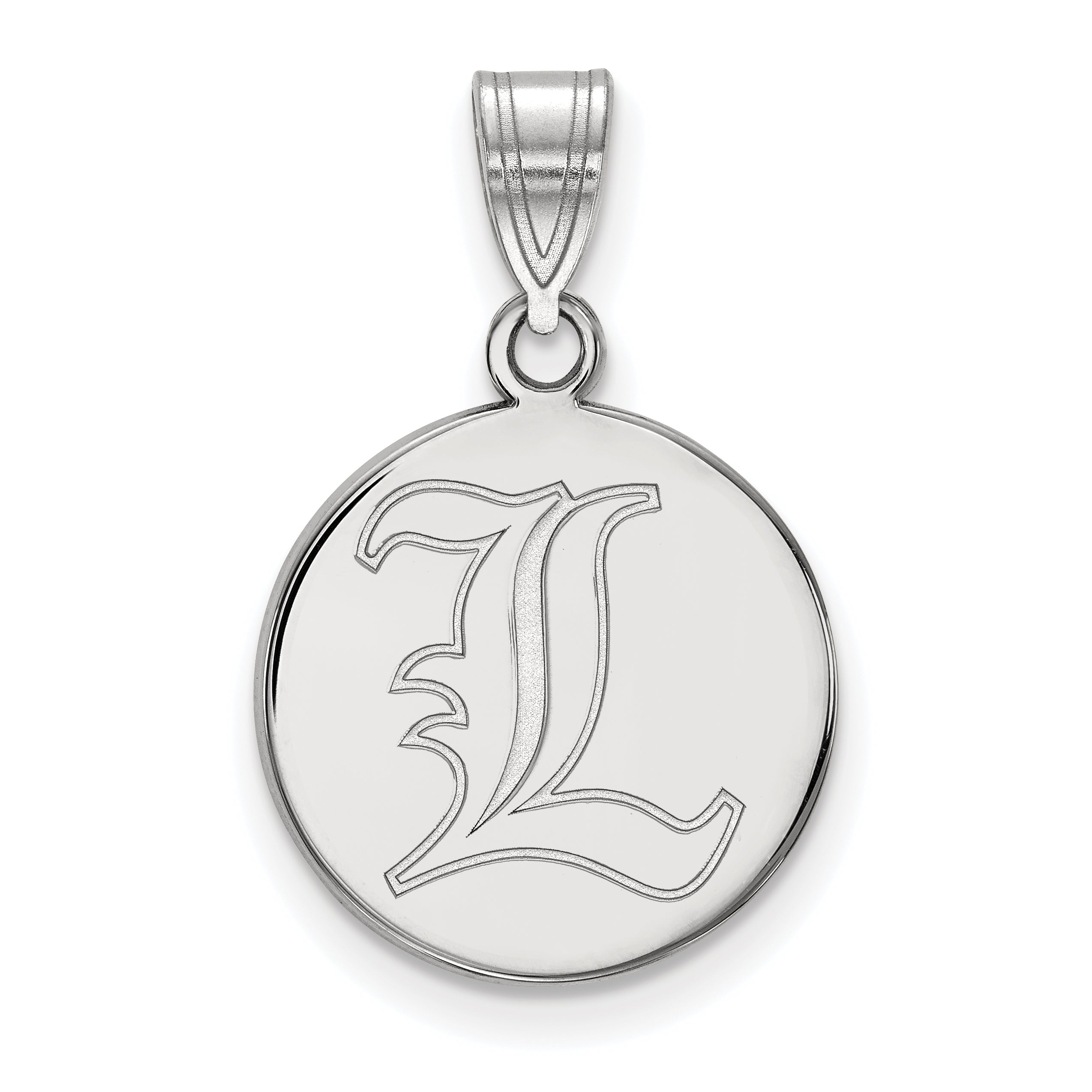 Sterling Silver Rhodium Plated Logoart University Of Louisville Letter L Medium Disc Pendant