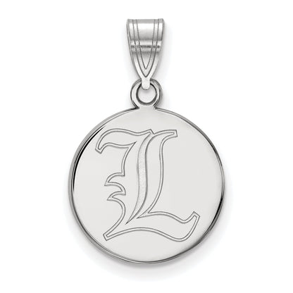Sterling Silver Rhodium Plated Logoart University Of Louisville Letter L Medium Disc Pendant