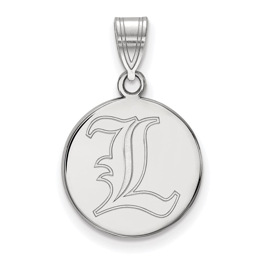 14K White Gold Logoart University Of Louisville Letter L Medium Disc Pendant