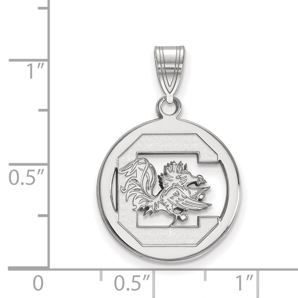 Sterling Silver Rhodium Plated Logoart University Of South Carolina Medium Circle Pendant