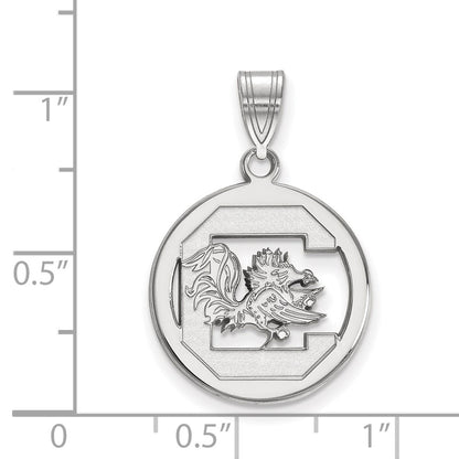 Sterling Silver Rhodium Plated Logoart University Of South Carolina Medium Circle Pendant