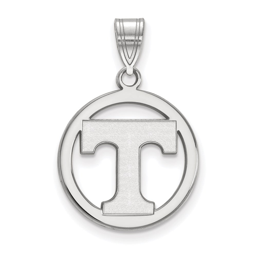 Sterling Silver Rhodium Plated Logoart University Of Tennessee Letter T Medium Circle Pendant
