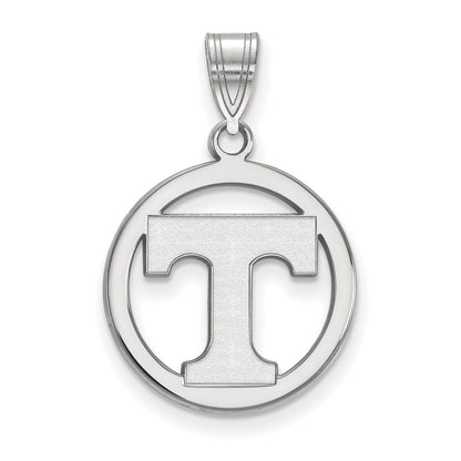 Sterling Silver Rhodium Plated Logoart University Of Tennessee Letter T Medium Circle Pendant