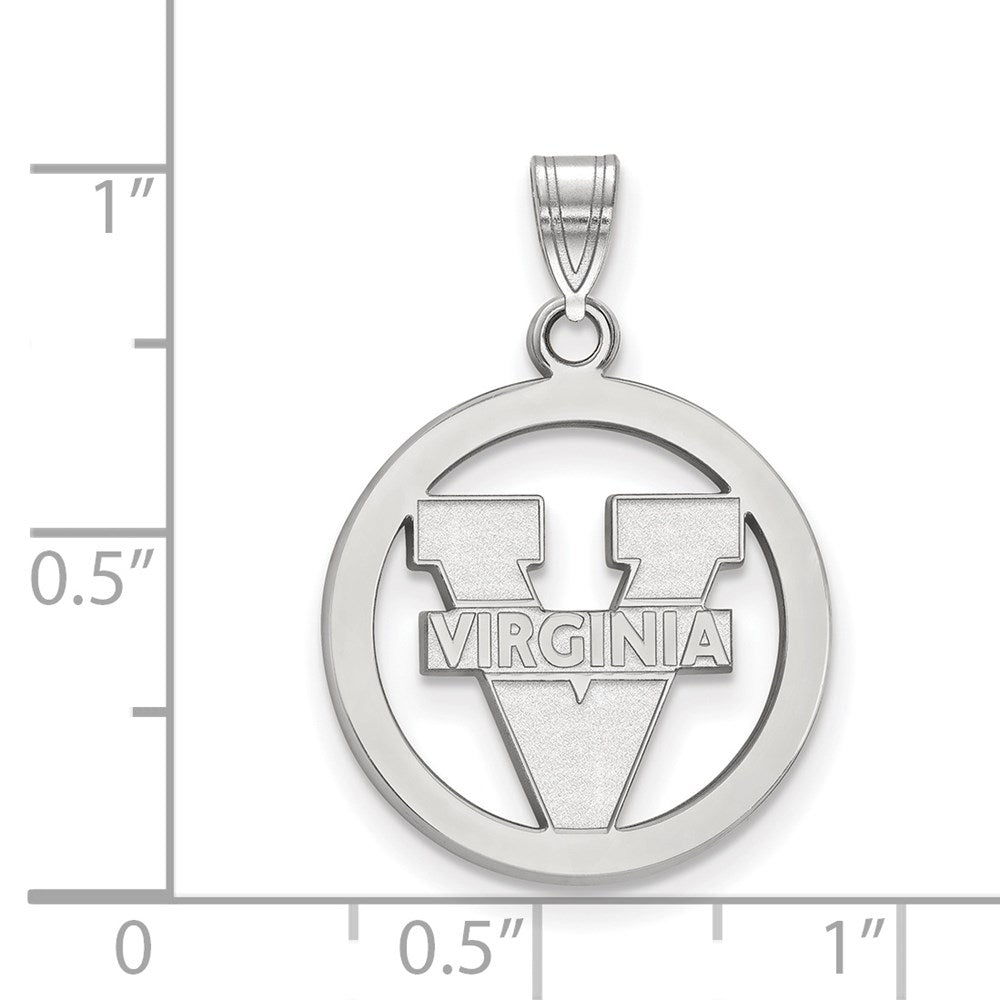Sterling Silver Rhodium Plated Logoart University Of Virginia Small Circle Pendant