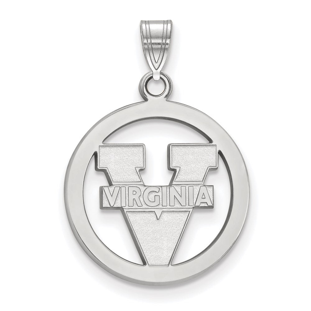 Sterling Silver Rhodium Plated Logoart University Of Virginia Small Circle Pendant