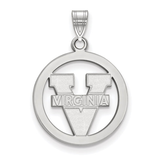 Sterling Silver Rhodium Plated Logoart University Of Virginia Small Circle Pendant