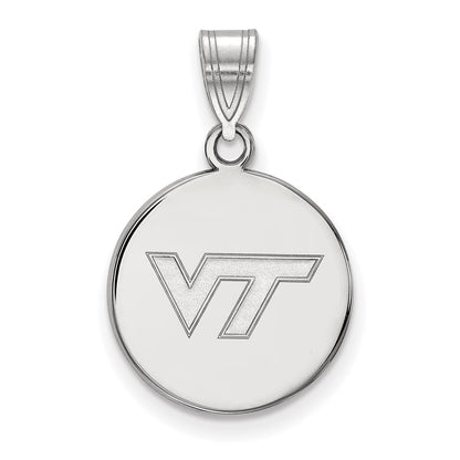 14K White Gold Logoart Virginia Tech V T Medium Disc Pendant