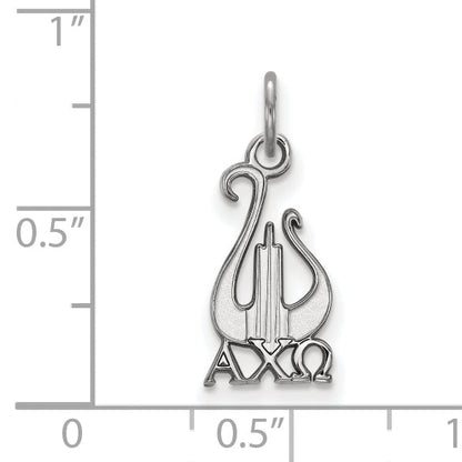 Sterling Silver Rhodium Plated Logoart Alpha Chi Omega Sorority Symbol Small Pendant