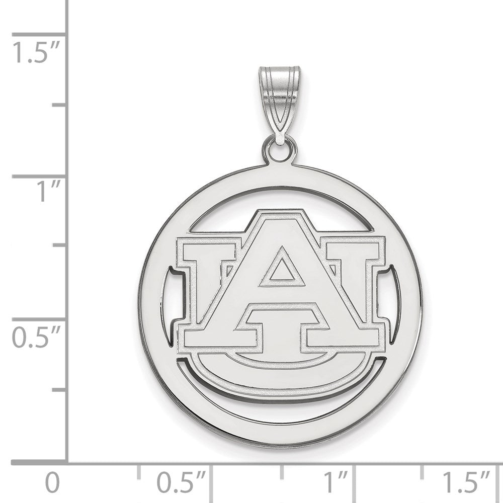 Sterling Silver Rhodium Plated Logoart Auburn University Extra Large Circle Pendant