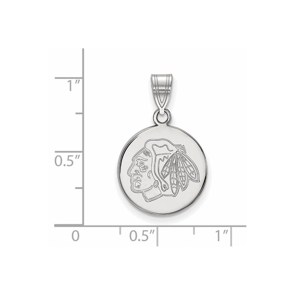 10K White Gold Nhl Logoart Chicago Blackhawks Medium Disc Pendant