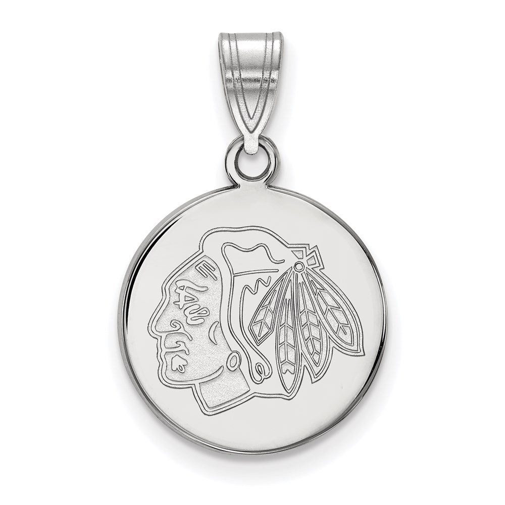 Sterling Silver Rhodium Plated Nhl Logoart Chicago Blackhawks Medium Disc Pendant