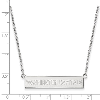 Sterling Silver Rhodium Plated Nhl Logoart Washington Capitals Small Bar 18 Inch Necklace