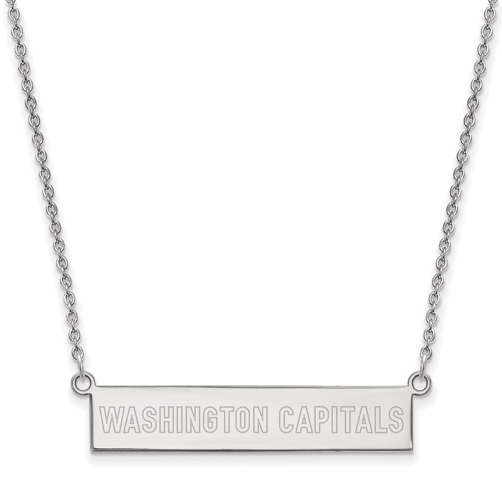 Sterling Silver Rhodium Plated Nhl Logoart Washington Capitals Small Bar 18 Inch Necklace