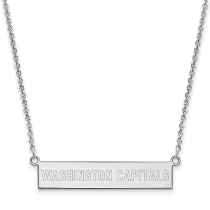 Sterling Silver Rhodium Plated Nhl Logoart Washington Capitals Small Bar 18 Inch Necklace
