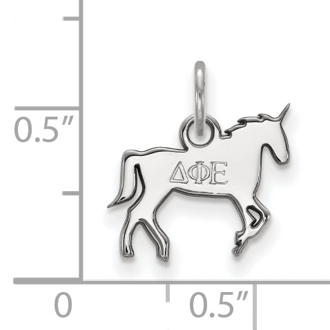 Sterling Silver Rhodium Plated Logoart Delta Phi Epsilon Sorority Symbol Extra Small Pendant