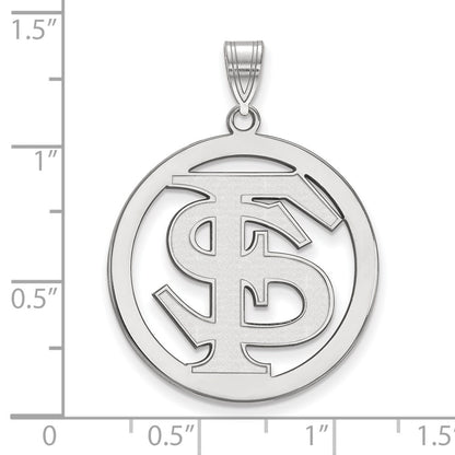 Sterling Silver Gold Plated Logoart Florida State University F S Extra Large Circle Pendant