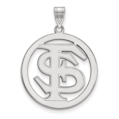 Sterling Silver Gold Plated Logoart Florida State University F S Extra Large Circle Pendant