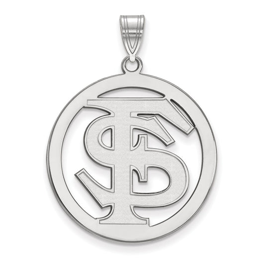 Sterling Silver Gold Plated Logoart Florida State University F S Extra Large Circle Pendant