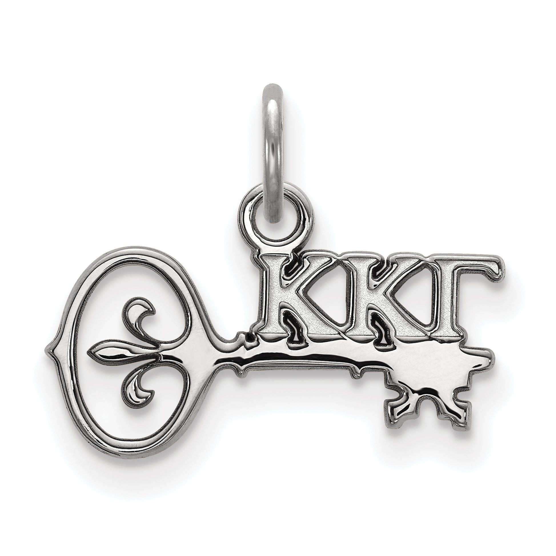 Sterling Silver Rhodium Plated Logoart Kappa Gamma Sorority Symbol Extra Small Pendant