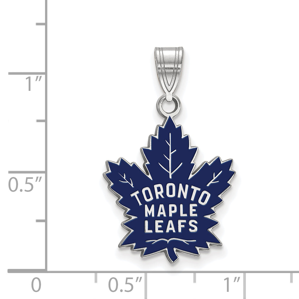 Sterling Silver Rhodium Plated Nhl Logoart Toronto Maple Leafs Large Enameled Pendant