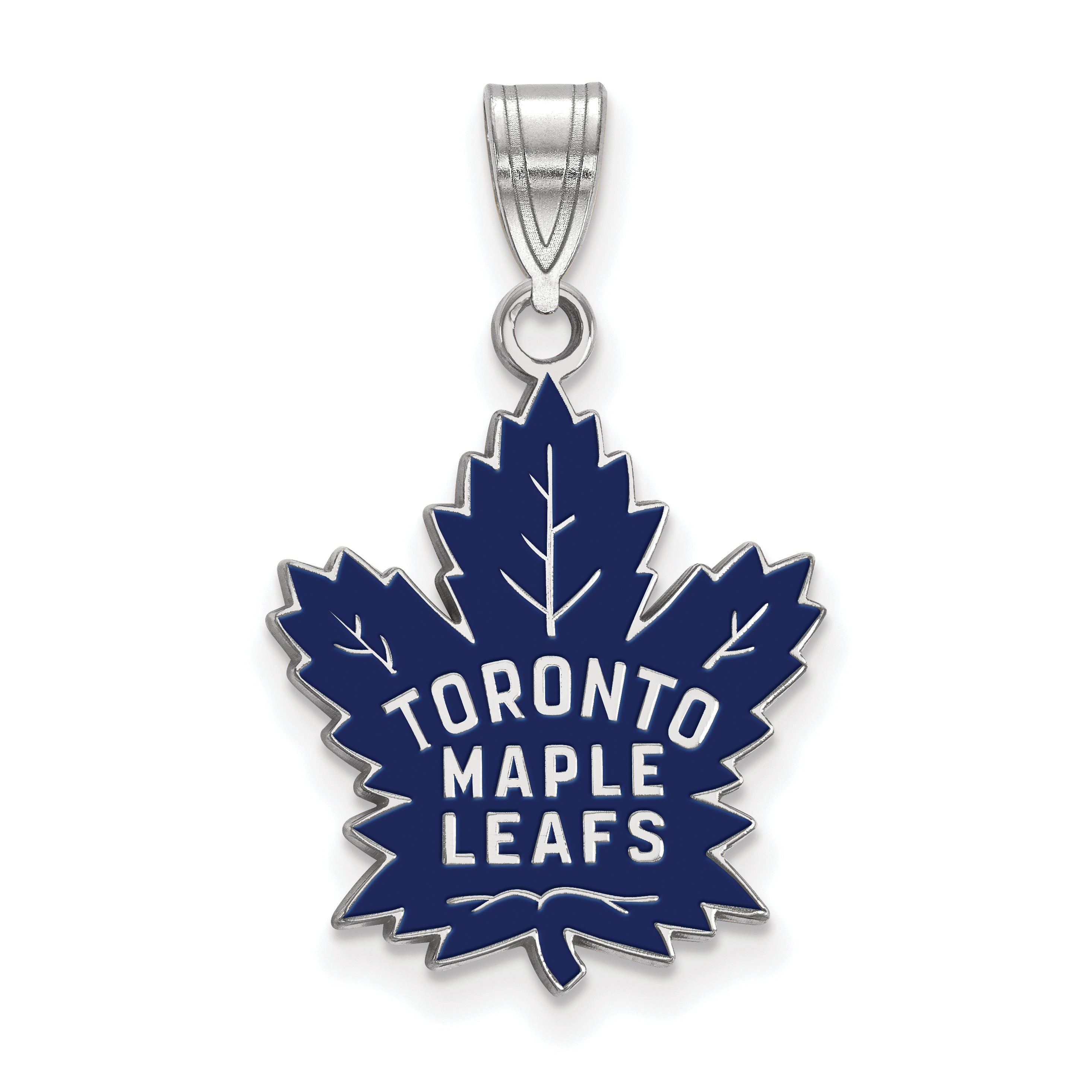 Sterling Silver Rhodium Plated Nhl Logoart Toronto Maple Leafs Large Enameled Pendant