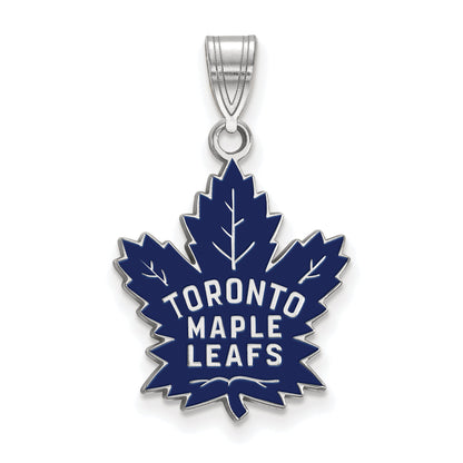 Sterling Silver Rhodium Plated Nhl Logoart Toronto Maple Leafs Large Enameled Pendant