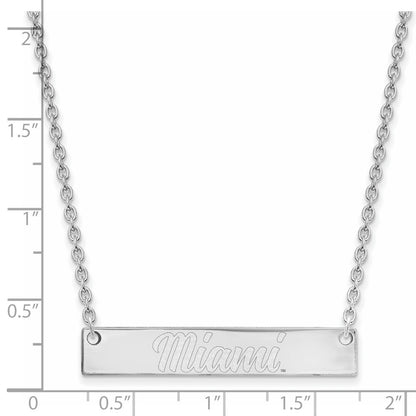 10K White Gold Logoart Miami University Ohio Small Bar 18 Inch Necklace