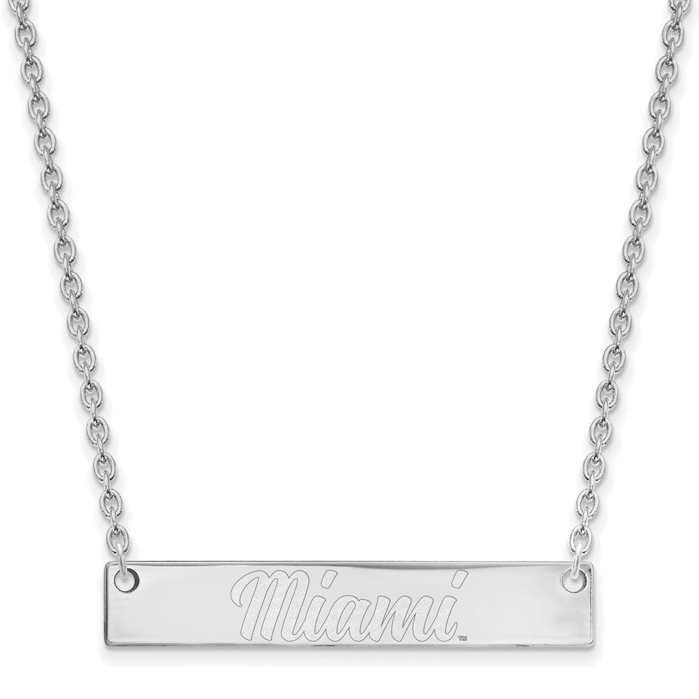 14K White Gold Logoart Miami University Ohio Small Bar 18 Inch Necklace