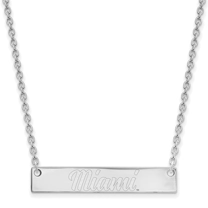 14K White Gold Logoart Miami University Ohio Small Bar 18 Inch Necklace