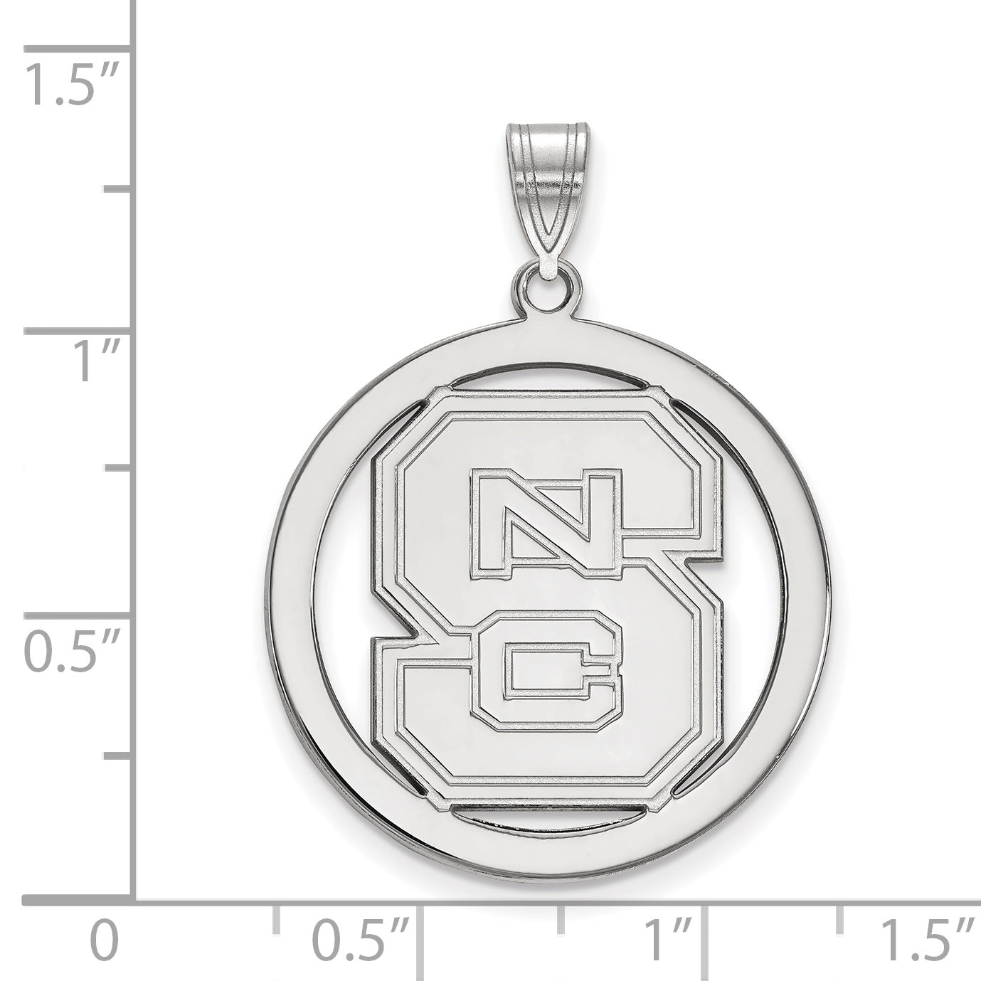 Sterling Silver Rhodium Plated Logoart North Carolina State University N C S Large Circle Pendant