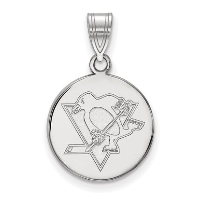 10K White Gold Nhl Logoart Pittsburgh Penguins Medium Disc Pendant