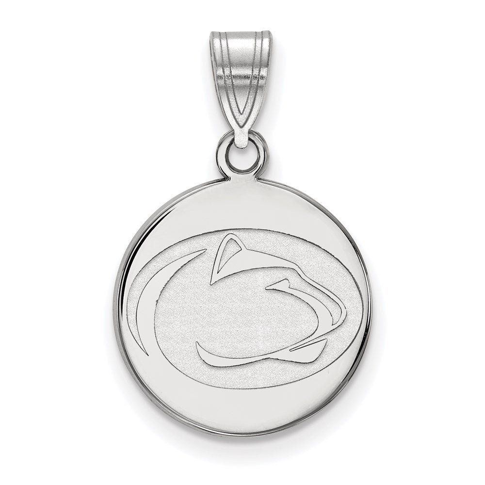 14K White Gold Logoart Penn State University Lion Medium Disc Pendant