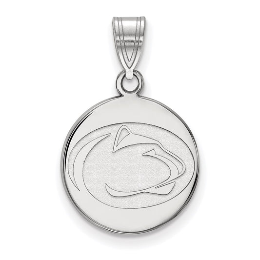 Sterling Silver Rhodium Plated Logoart Penn State University Lion Medium Disc Pendant