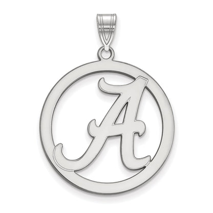 Sterling Silver Rhodium Plated Logoart University Of Alabama Extra Large Letter A Circle Pendant