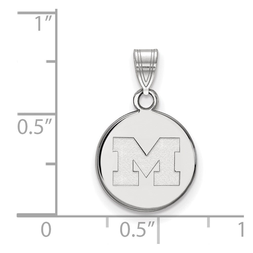 14K White Gold Logoart University Of Michigan Letter M Small Disc Pendant